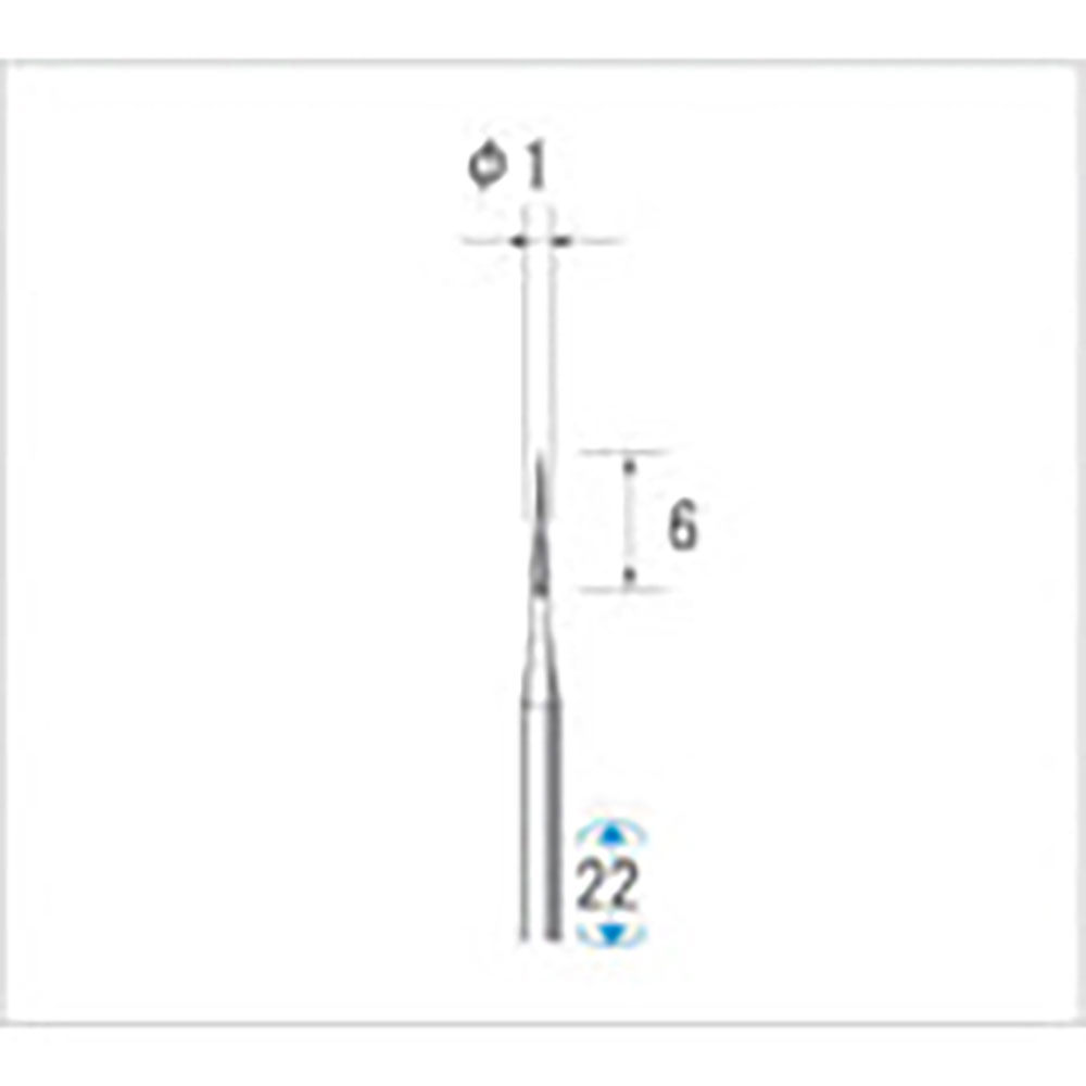 ナカニシ 超硬カッター 5本入 テーパー型 シングルカット φ1×5.1×軸φ1.6 22102_