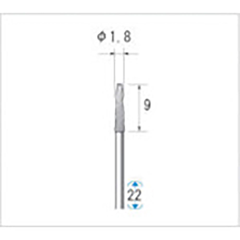 ナカニシ 超硬カッター 5本入 テーパー型 シングルカット φ1.8×9×軸φ1.6 22113_