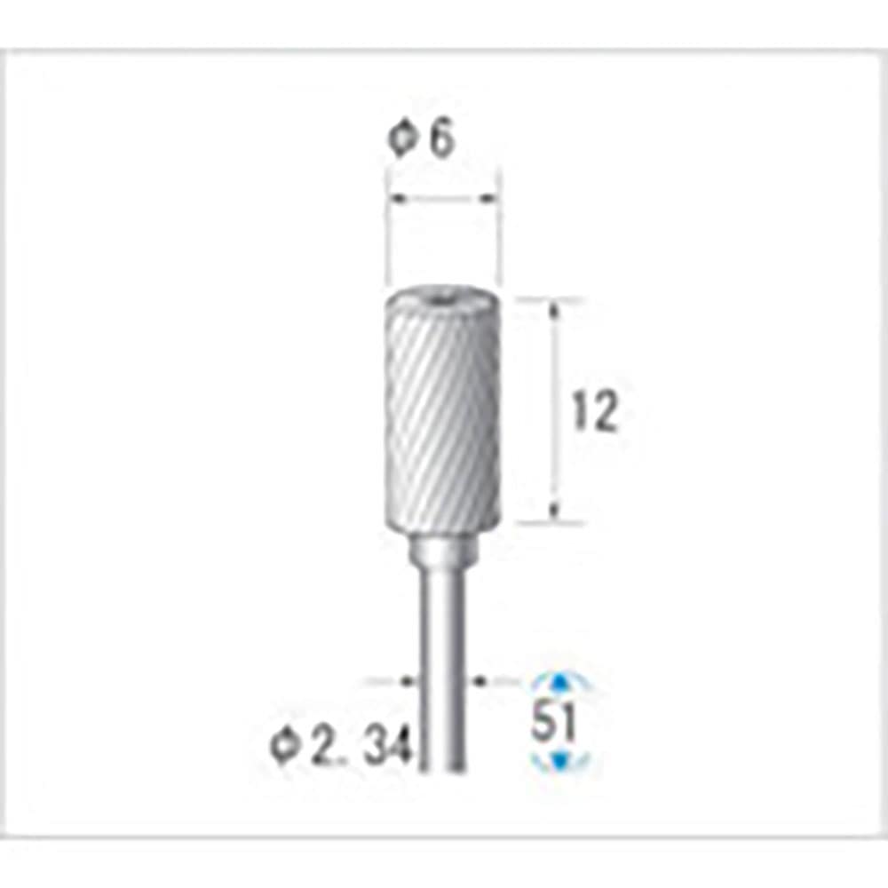 ナカニシ 超硬カッター 円筒型 シングルカット φ6×12×軸φ2.34 23259_