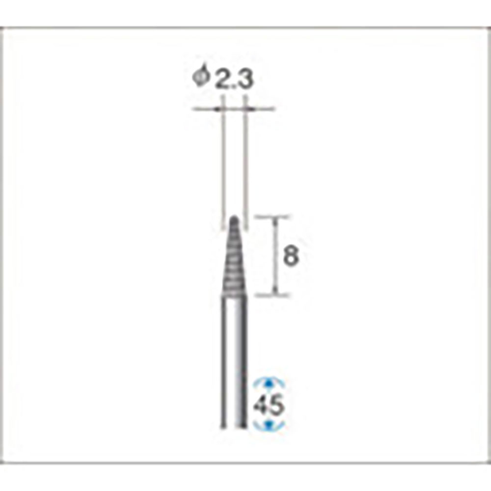 ナカニシ　超硬カッター　テーパー型　ダブルカット　φ２．３×８×軸φ２．３４　２３４０６＿