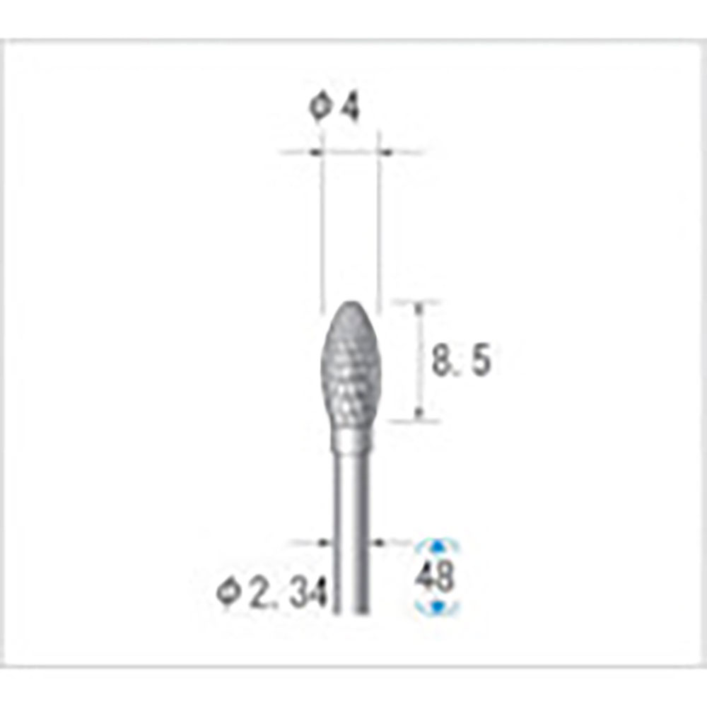 ナカニシ 超硬カッター 楕円型 ダブルカット φ4×8.5×軸φ2.34 23410_