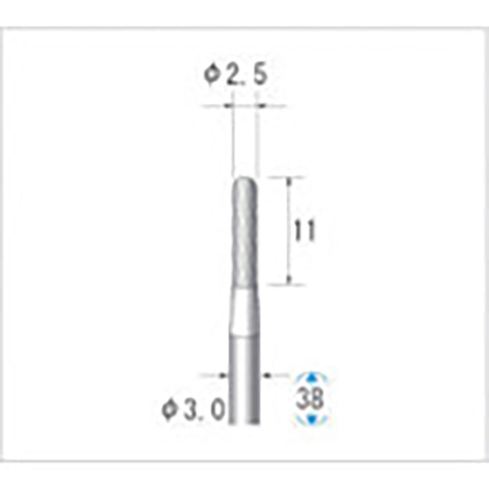 ナカニシ 超硬カッター 円筒先丸型 シングルカット φ2.5×11×軸φ3 24041_