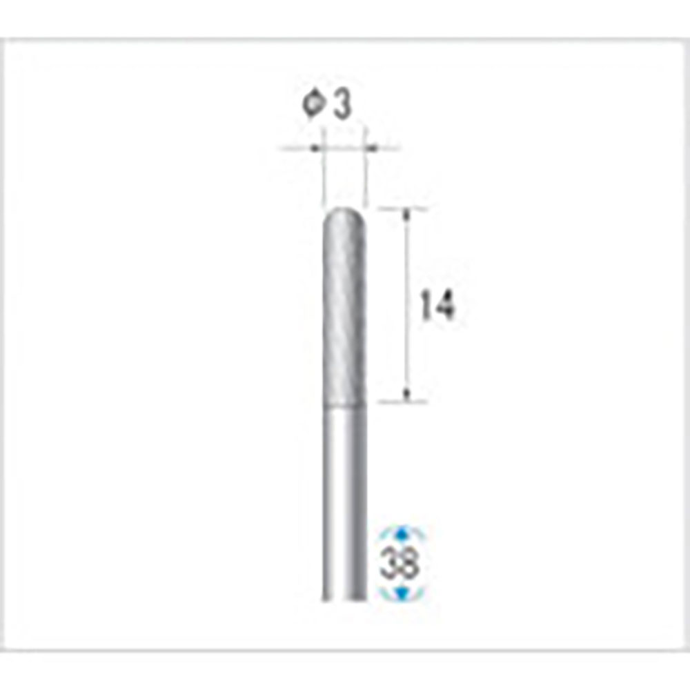 ナカニシ　超硬カッター　円筒先丸型　シングルカット　φ３×１４×軸φ３　２４０４２＿