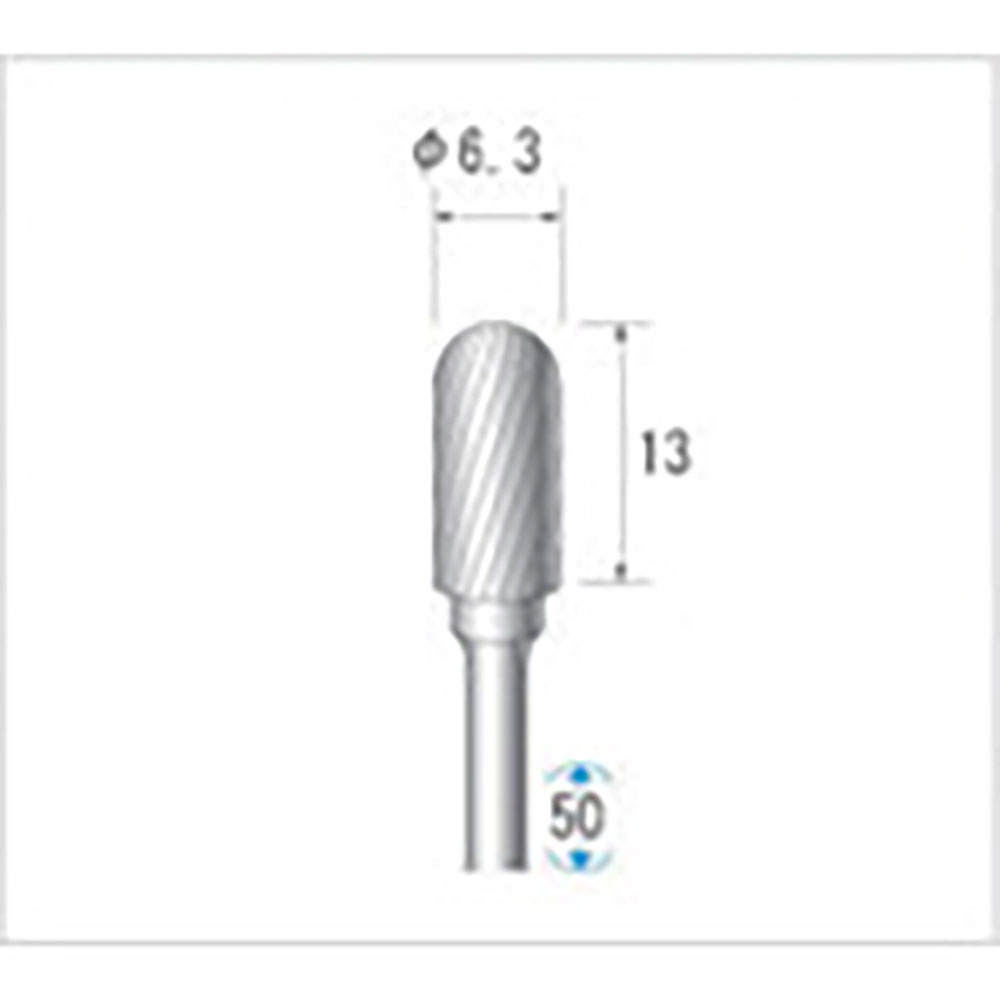 ナカニシ 超硬カッター 円筒先丸型 シングルカット φ6.3×13×軸φ3 24045_