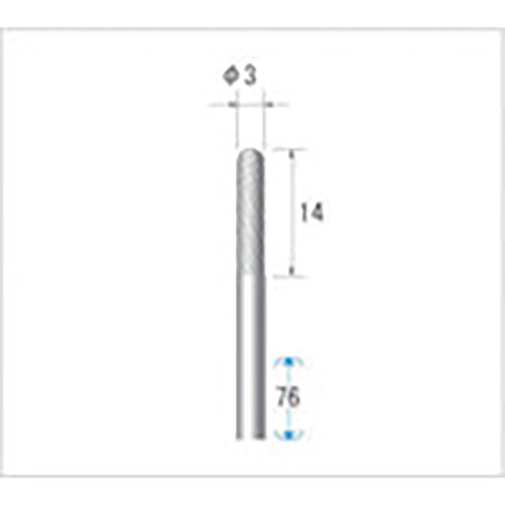 ナカニシ　超硬カッター　ロング　円筒先丸型　シングルカット　φ３×１４×軸φ３　２４０５１＿