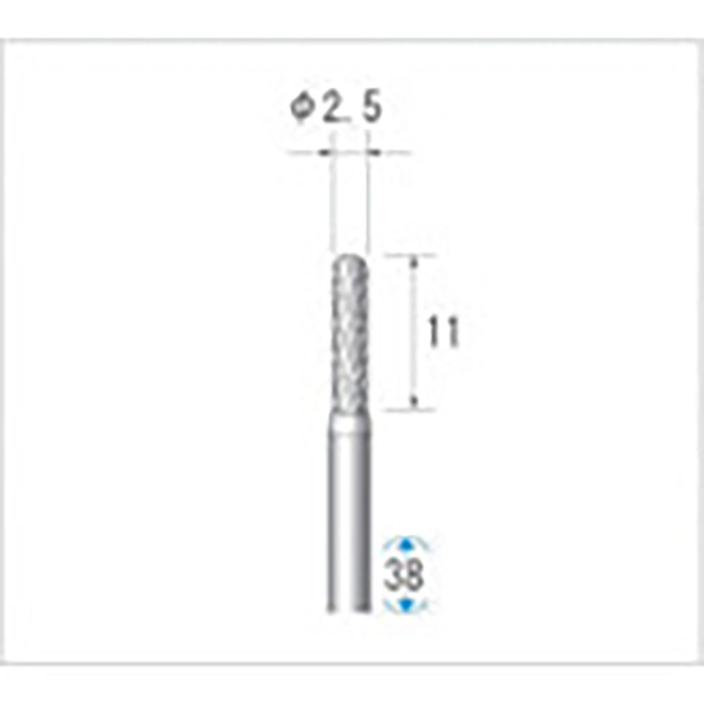 ナカニシ　超硬カッター　円筒先丸型　ダブルカット　φ２．５×１１×軸φ３　２４０９３＿