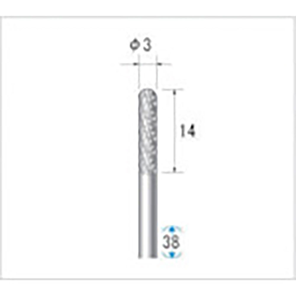 ナカニシ 超硬カッター 円筒先丸型 ダブルカット φ3×14×軸φ3 24094_