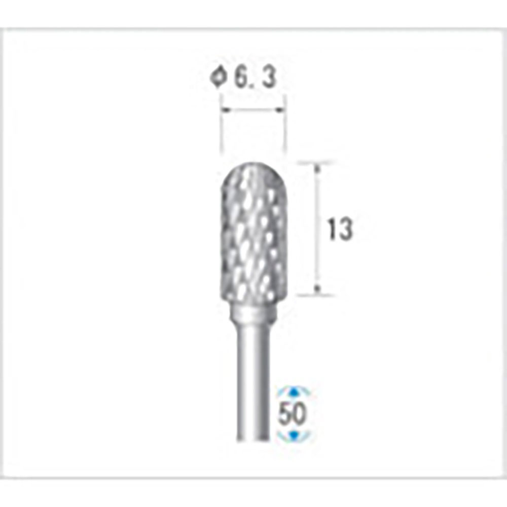 ナカニシ　超硬カッター　円筒先丸型　ダブルカット　φ６．３×１２．７×軸φ３　２４０９７＿