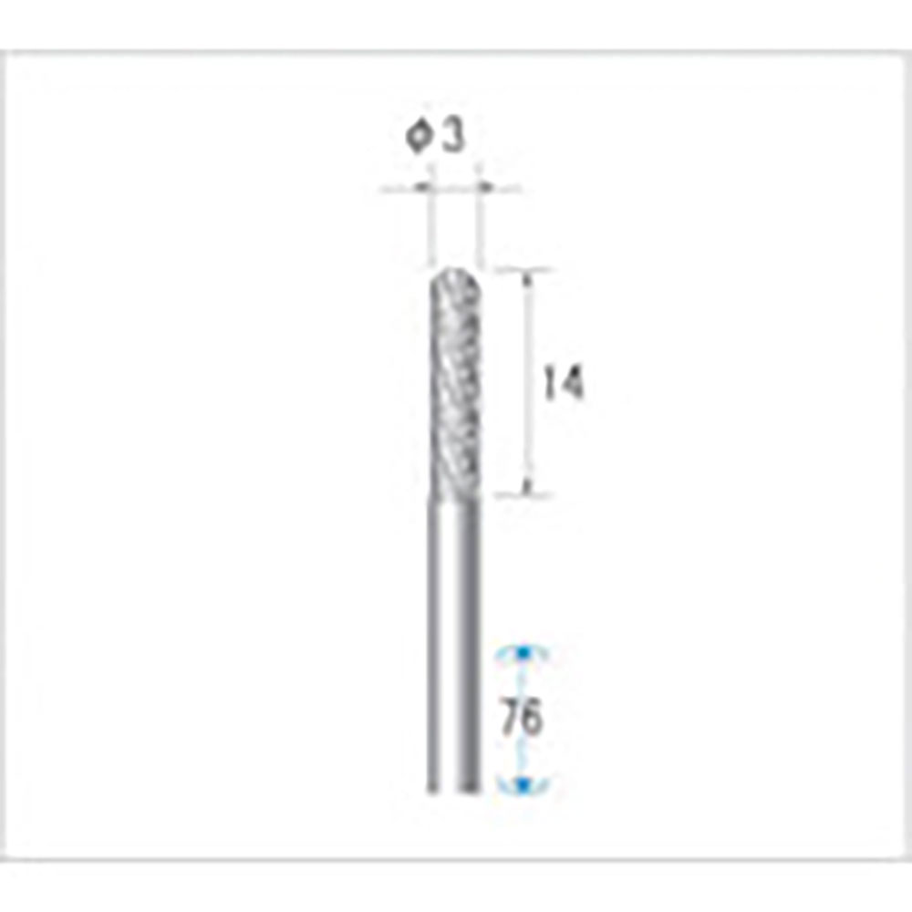ナカニシ　超硬カッター　ロング　円筒先丸型　ダブルカット　φ３×１４×軸φ３　２４１０１＿