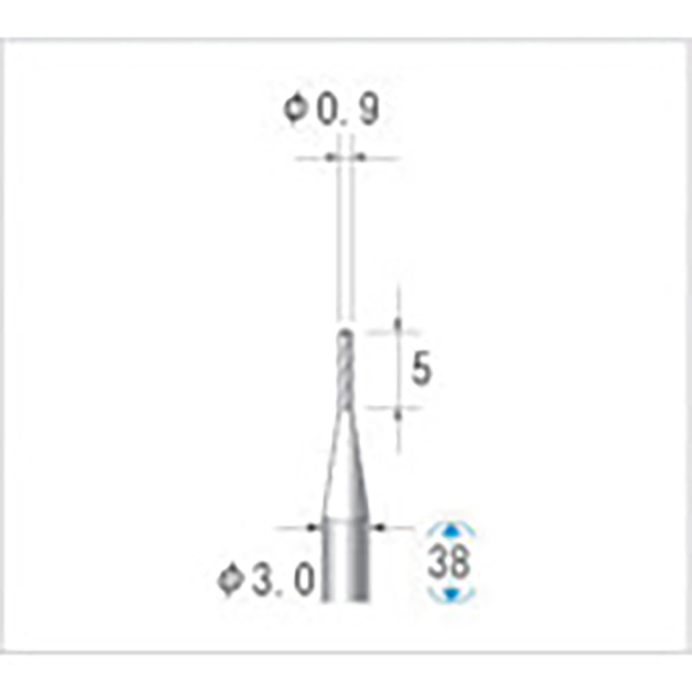 ナカニシ　超硬カッター　円筒型　シングルカット・エンドカット付　φ０．９×４×軸φ３　２４１７７＿