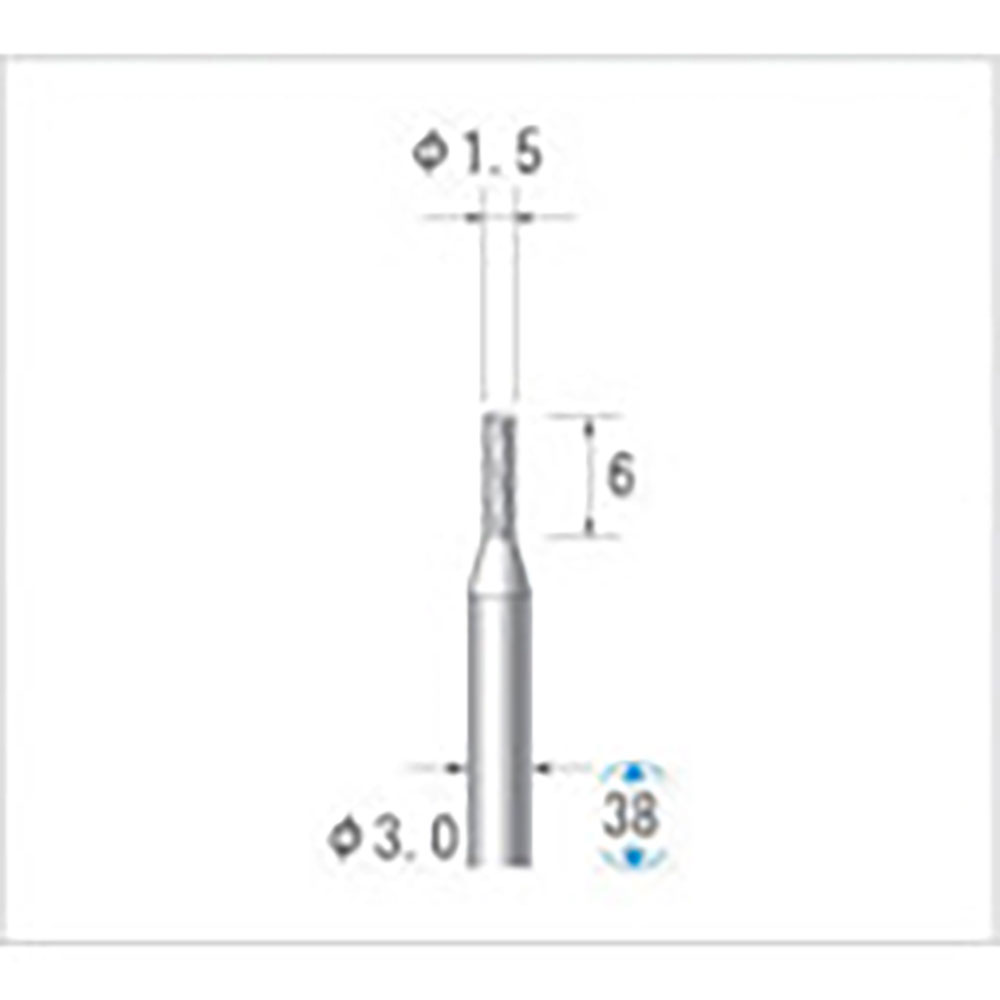 ナカニシ　超硬カッター　円筒型　ダブルカット　φ１．５×６×軸φ３　２４２１１＿