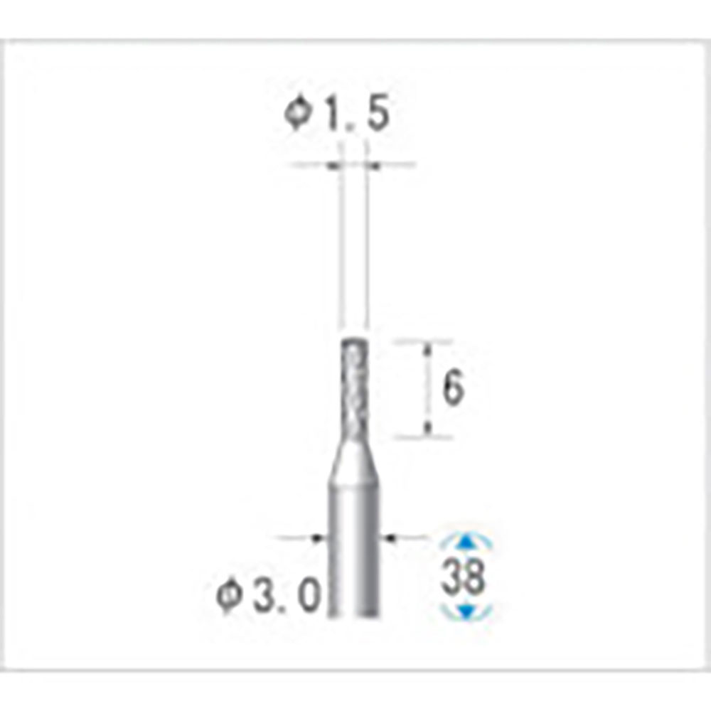 ナカニシ 超硬カッター 円筒型 ダブルカット・エンドカット付 φ1.5×6×軸φ3 24231_
