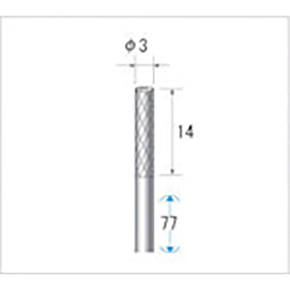 ナカニシ　超硬カッター　円筒型　ダブルカット・エンドカット付　φ３×１４×軸φ３　２４２４１＿
