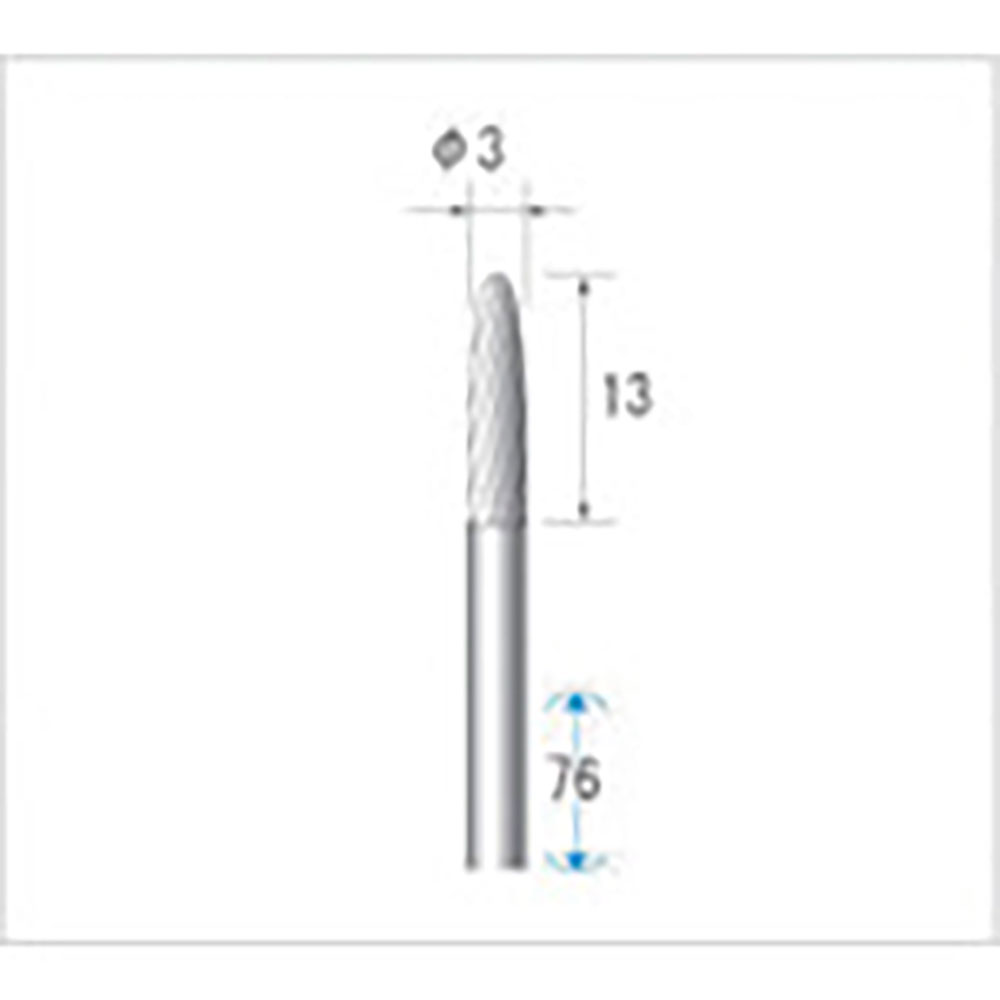 ナカニシ　超硬カッター　ロング　砲弾型　シングルカット　φ３×１３×軸φ３　２４２９１＿