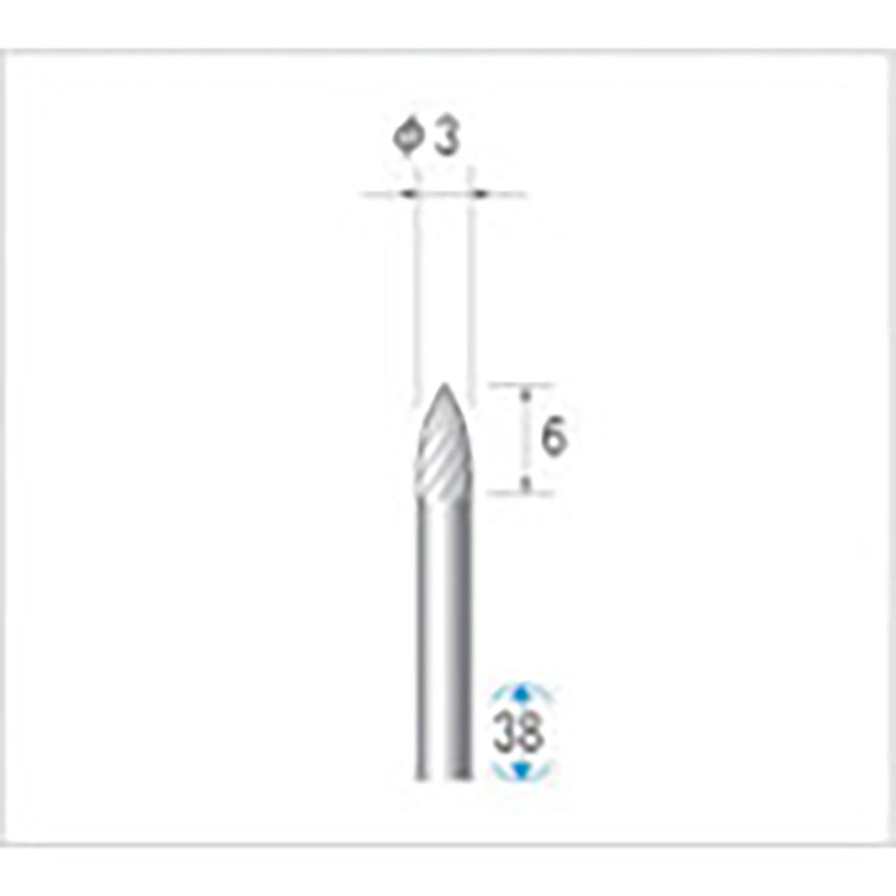 ナカニシ　超硬カッター　砲弾型　シングルカット　φ３×６×軸φ３　２４３０２＿