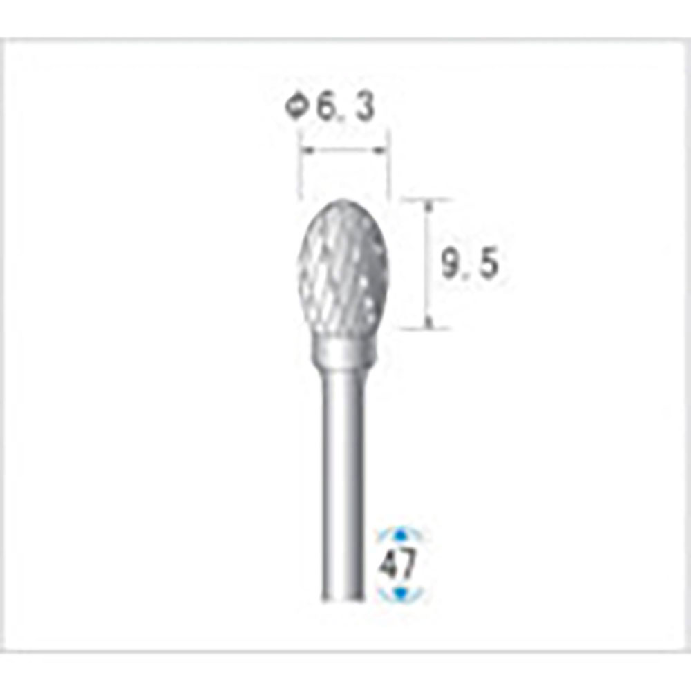 ナカニシ　超硬カッター　楕円型　ダブルカット　φ６．３×９．５×軸φ３　２４３２３＿