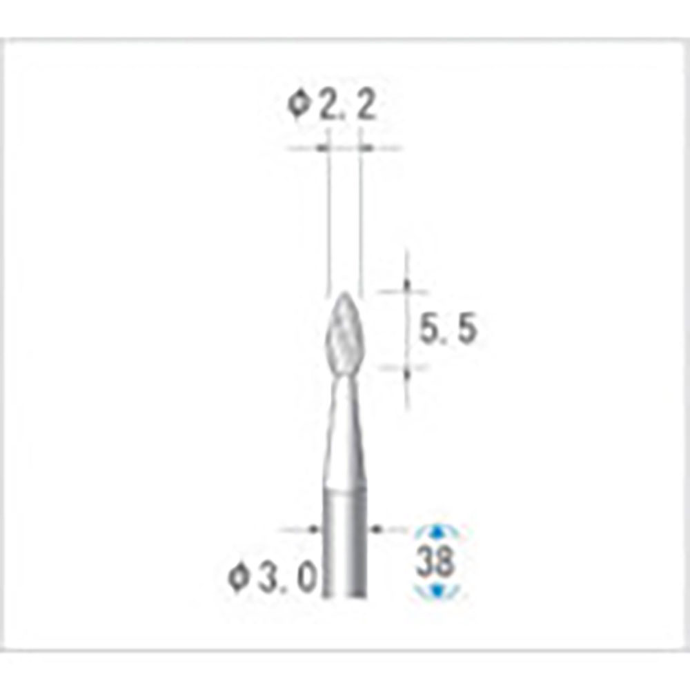 ナカニシ　超硬カッター　雫型　ダブルカット　φ２．２×５．５×軸φ３　２４３６１＿