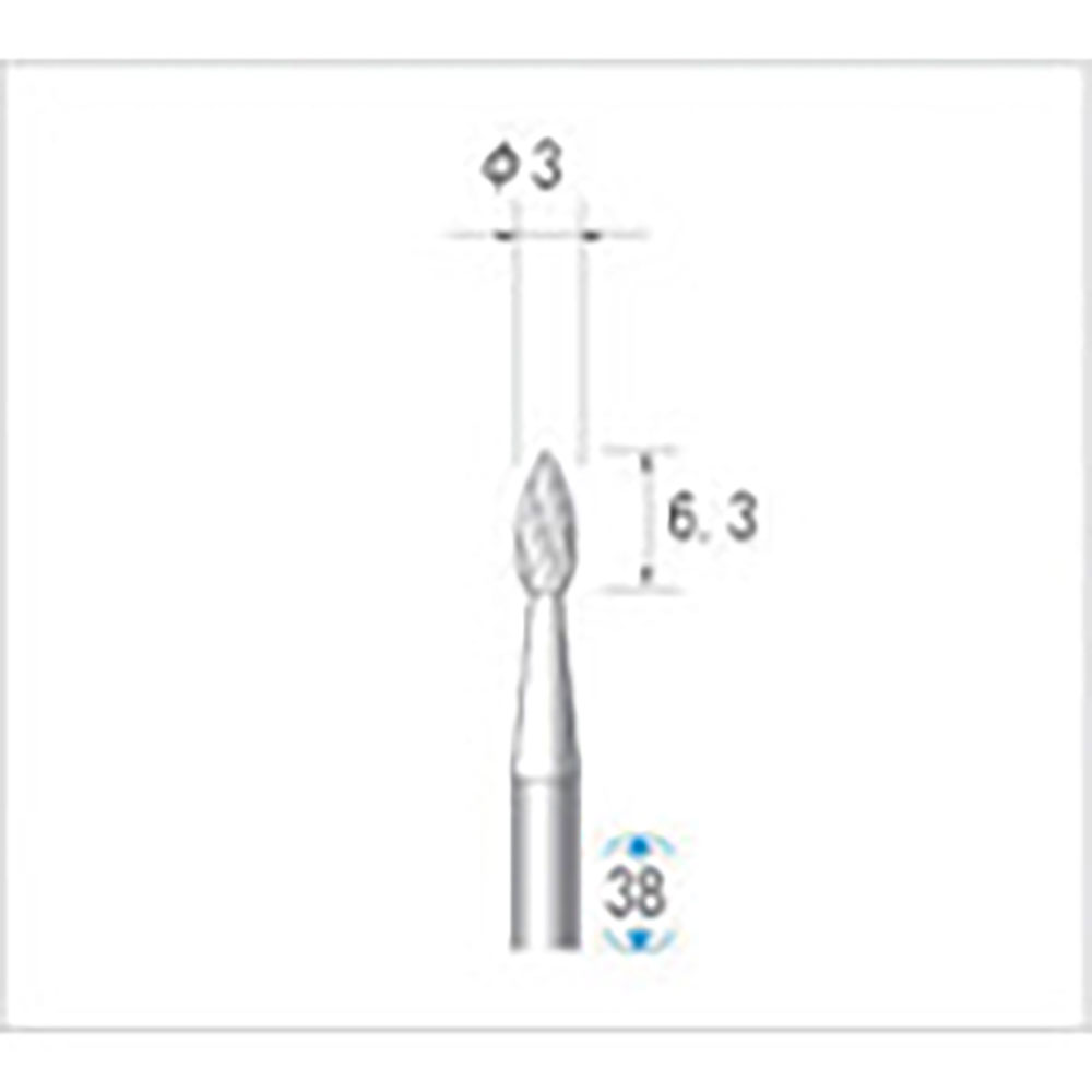 ナカニシ 超硬カッター 雫型 ダブルカット φ3×6.3×軸φ3 24362_