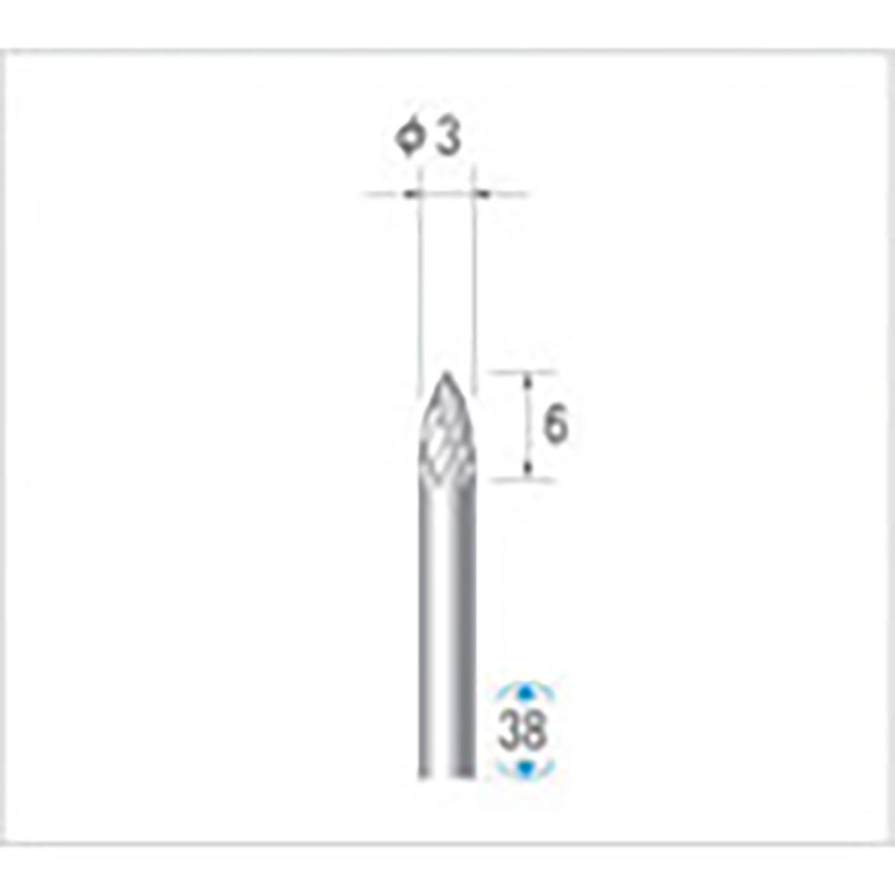 ナカニシ　超硬カッター　砲弾型　ダブルカット　φ３×６×軸φ３　２４３６３＿