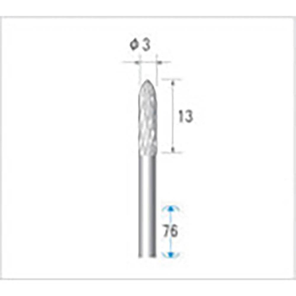 ナカニシ　超硬カッター　ロング　砲弾型　ダブルカット　φ３×１２．７×軸φ３　２４３７１＿