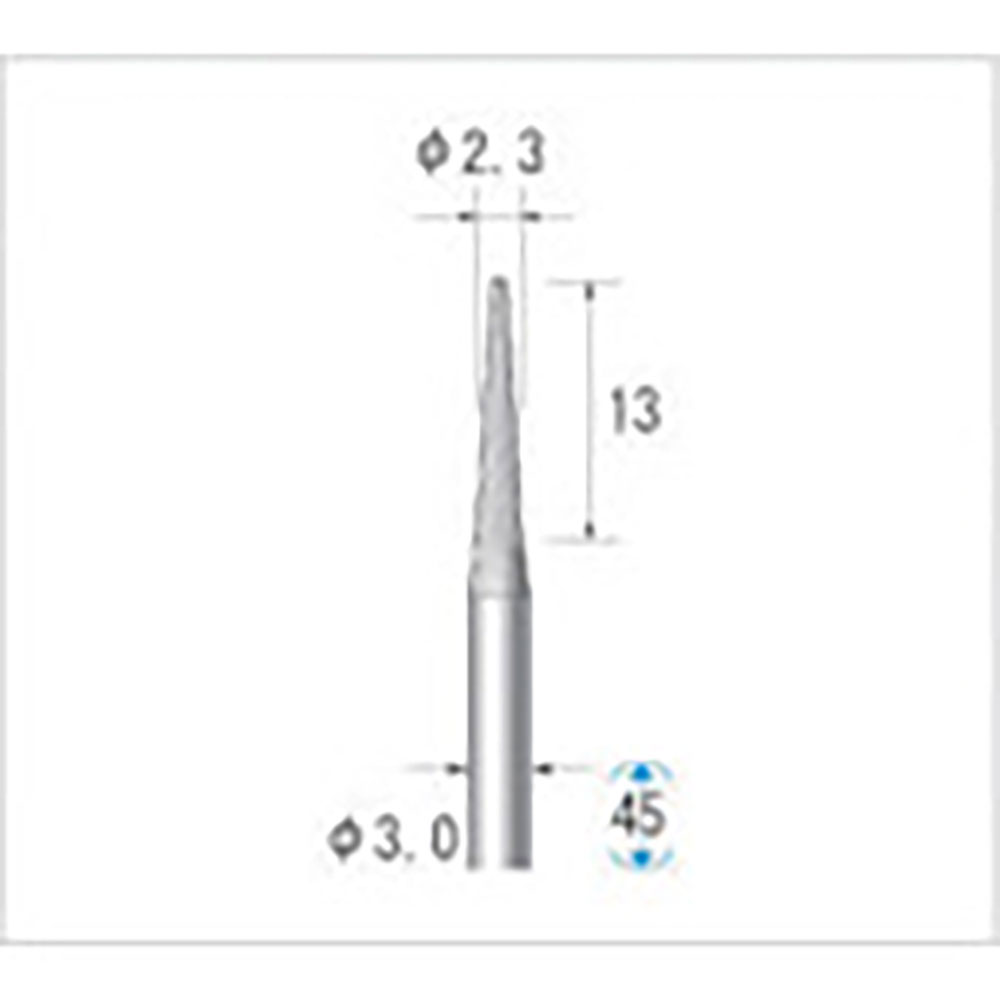 ナカニシ 超硬カッター テーパー型 シングルカット φ2.3×13×軸φ3 24450_