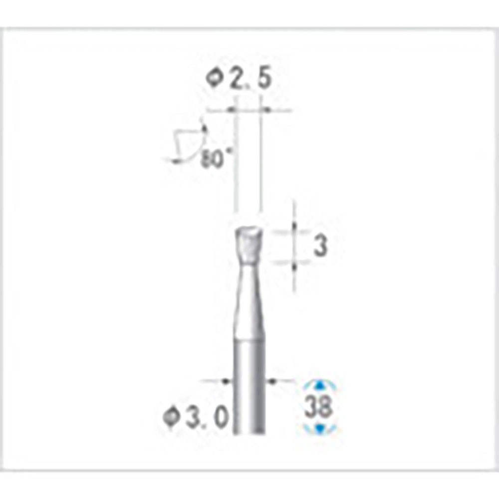 ナカニシ　超硬カッター　逆テーパー型　シングルカット　φ２．５×３×軸φ３　１０°　２４４７１＿