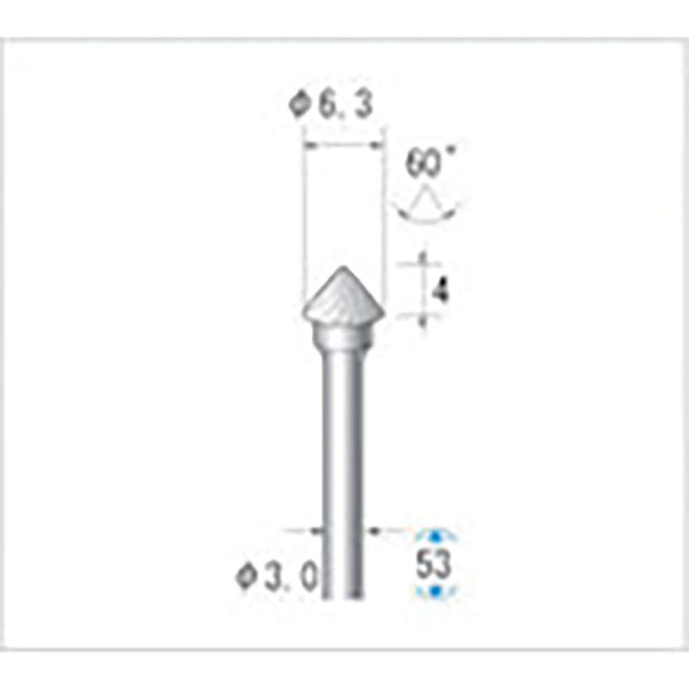 ナカニシ　超硬カッター　テーパー型　シングルカット　φ６．３×４×軸φ３　６０°　２４４９６＿