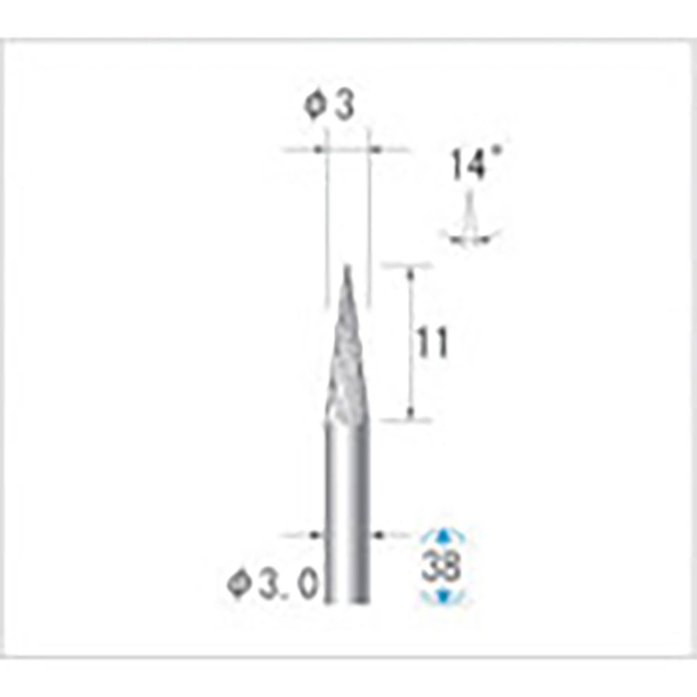 ナカニシ　超硬カッター　テーパー型　ダブルカット　φ３×１１×軸φ３　１４°　２４５３１＿