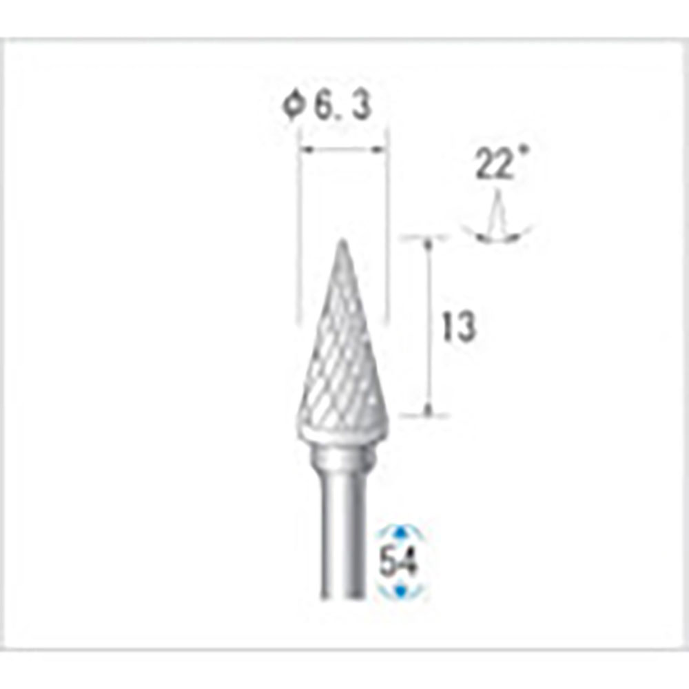 ナカニシ 超硬カッター テーパー型 ダブルカット φ6.3×13×軸φ3 22° 24534_