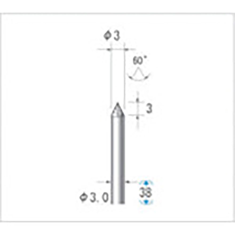 ナカニシ 超硬カッター テーパー型 ダブルカット φ3×2.5×軸φ3 60° 24581_