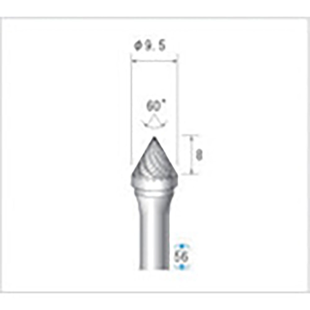 ナカニシ　超硬カッター　テーパー型　ダブルカット　φ９．５×８×軸φ６　６０°　２６２１２＿