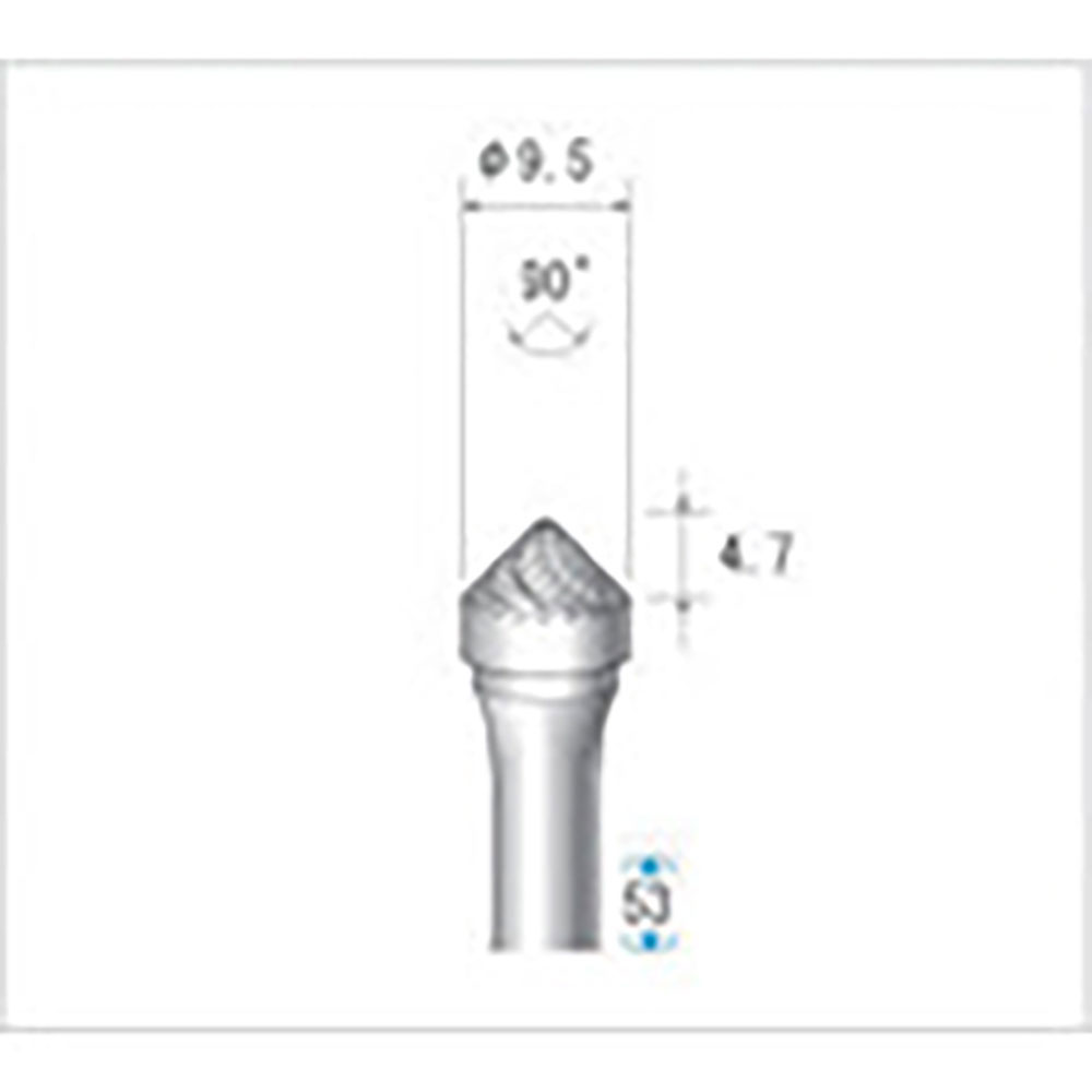 ナカニシ　超硬カッター　テーパー型　ダブルカット　φ９．５×４．７×軸φ６　９０°　２６２３２＿