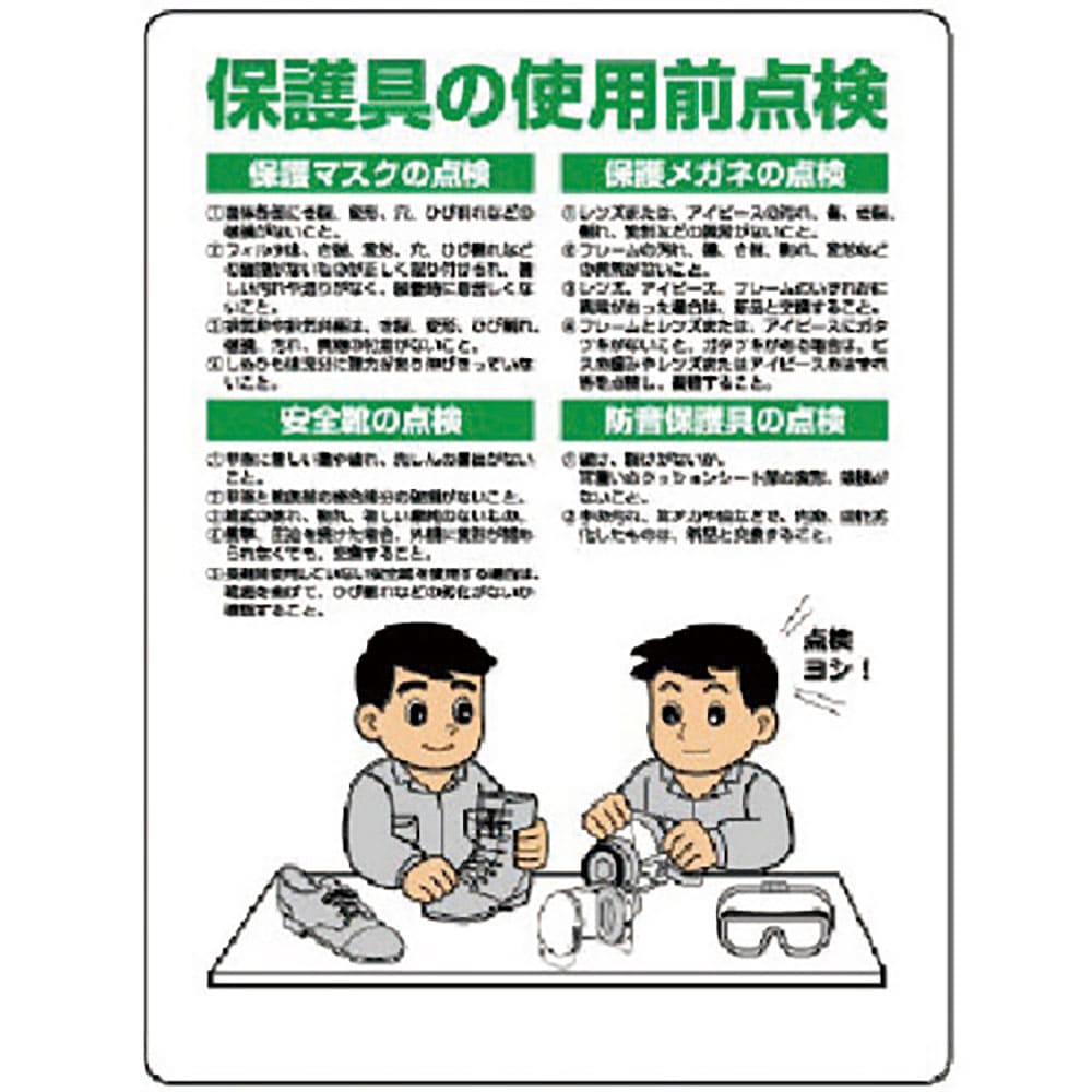 ユニット　保護具関係標識　保護具の使用前点検　３０８－１５＿