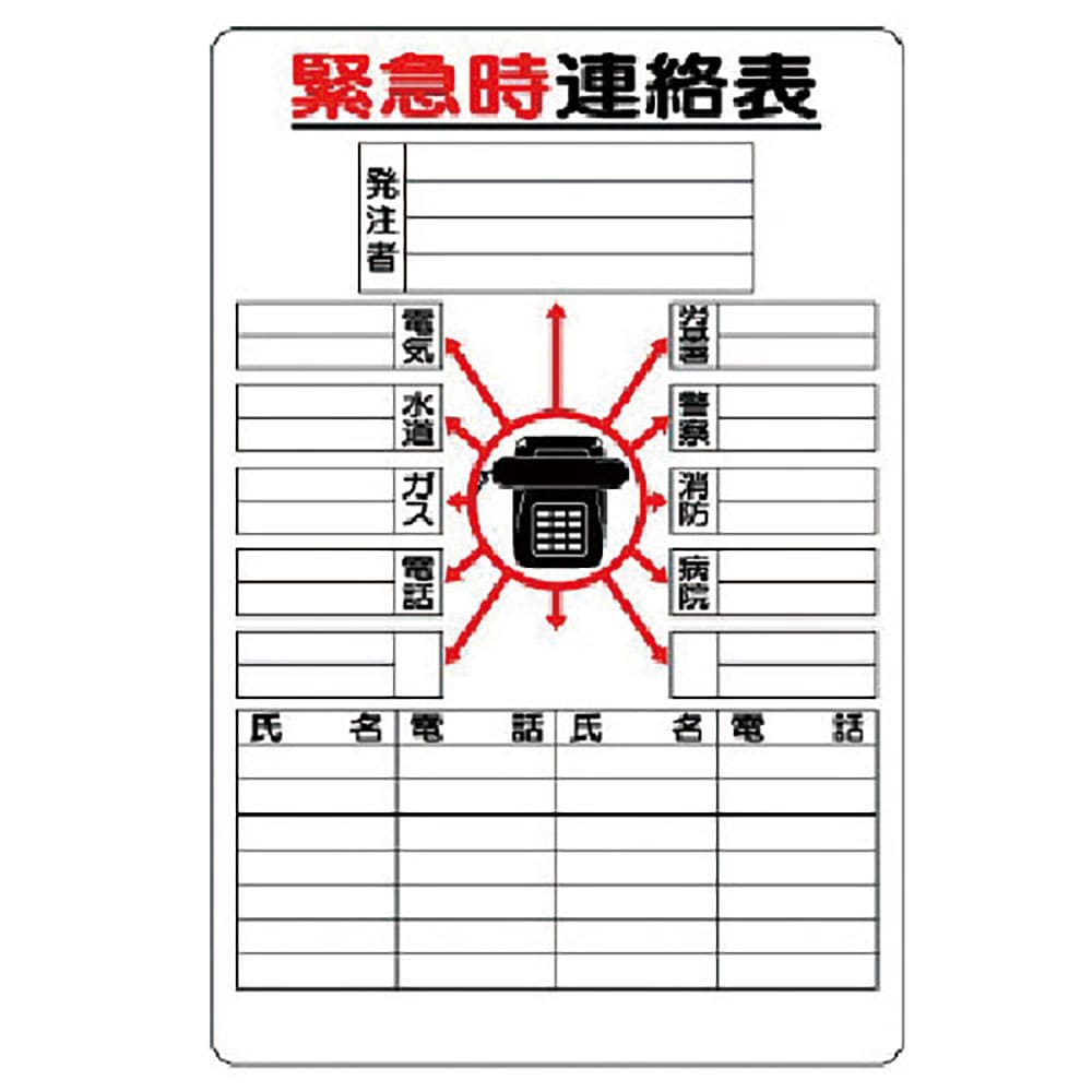 ユニット　緊急時連絡表　紙（小）（Ａ２サイズ）　３１７－４４＿