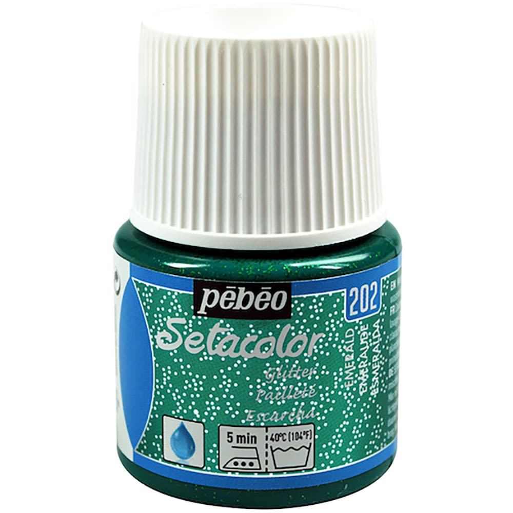 Pebeo 布用水性アクリル絵具セタカラーグリッター 45ml エメラルド 329202_
