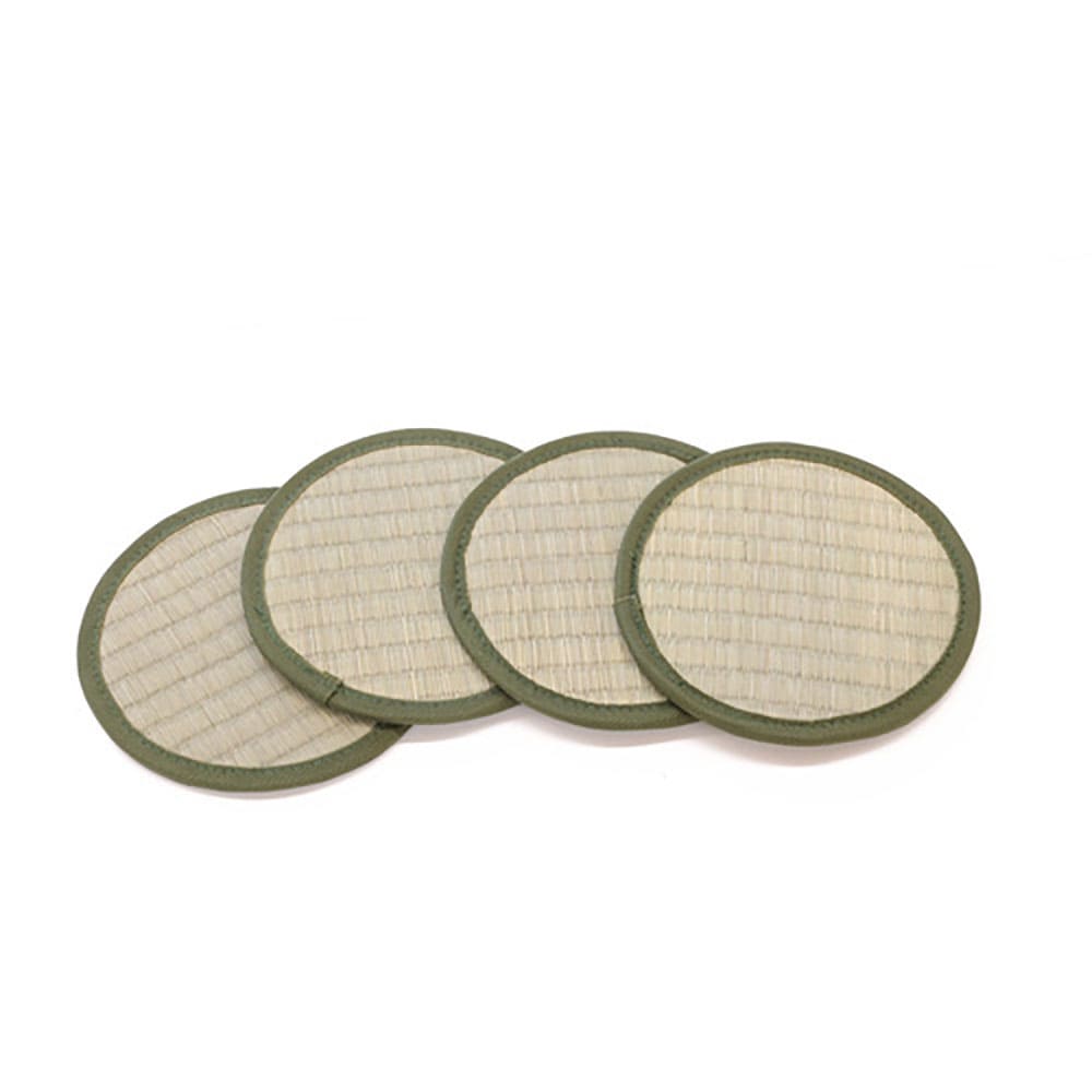 大島屋　い草座卓敷　円形　凹み防止　４枚セット　グリーン　３４３３８＿
