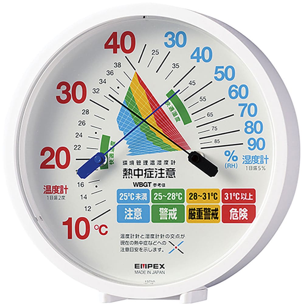 緑十字　熱中症予防対策商品　環境管理温・湿度計　ＴＭ－２４８４Ｗ　３７５０３３＿