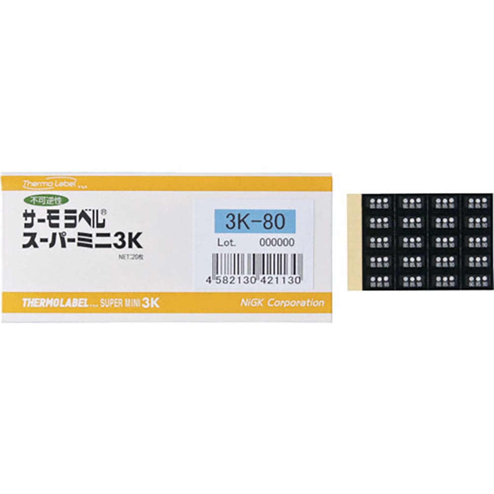 日油技研　サーモラベルスーパミニ３点表示　不可逆性　４０度　３Ｋ－４０＿