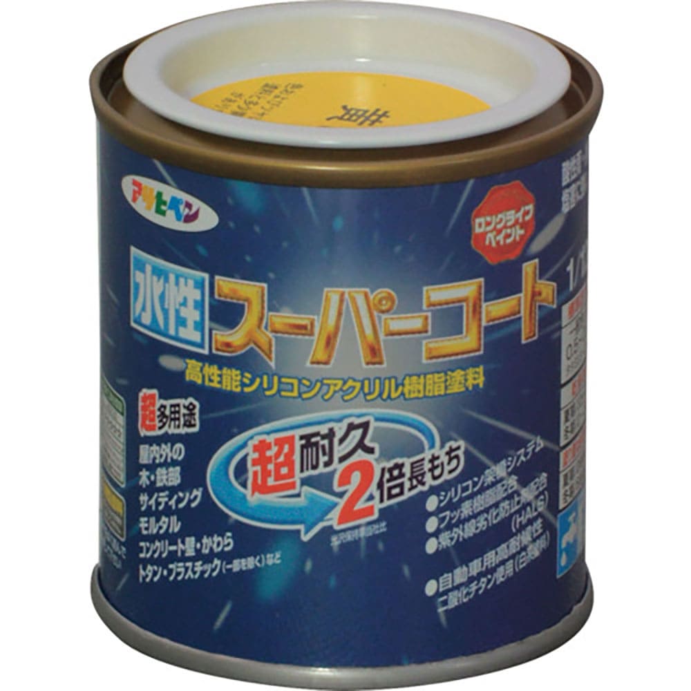 アサヒペン　水性スーパーコート　１／１２Ｌ　黄色　４１１２９７＿