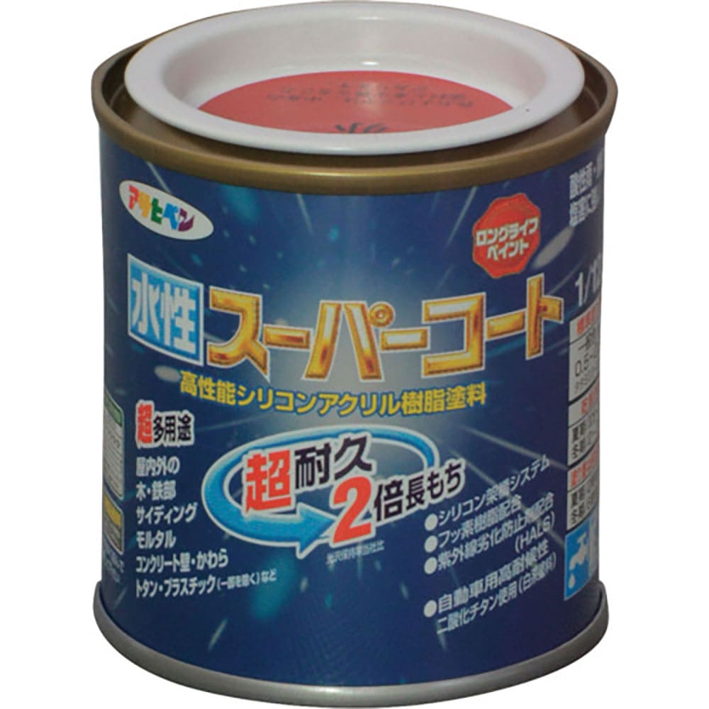 アサヒペン　水性スーパーコート　１／１２Ｌ　赤　４１１３５８＿