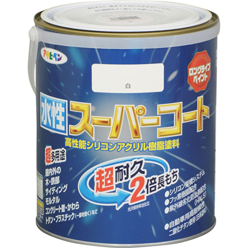 アサヒペン　水性スーパーコート　１．６Ｌ　白　４１５２１９＿