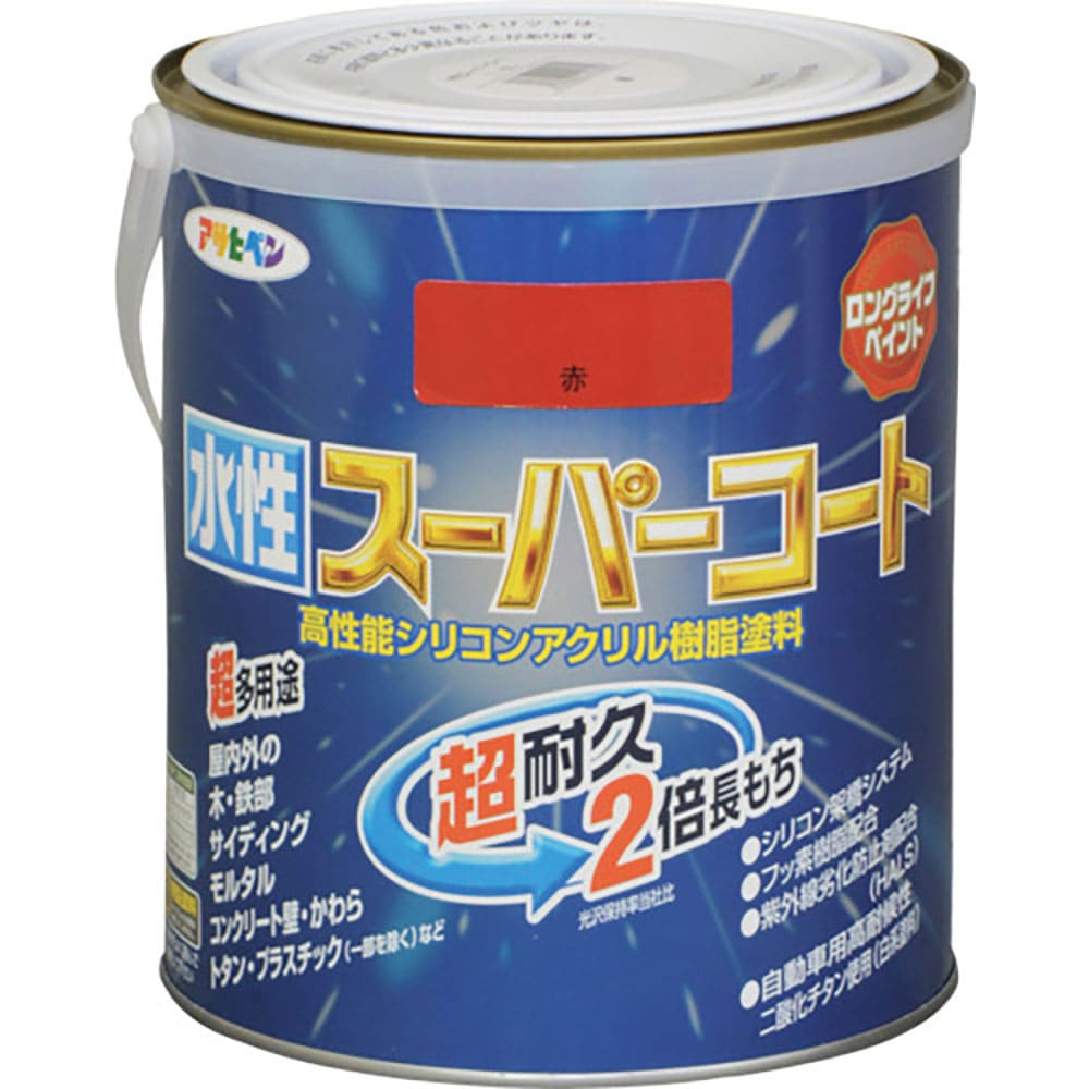 アサヒペン 水性スーパーコート 1.6L 赤 415356_