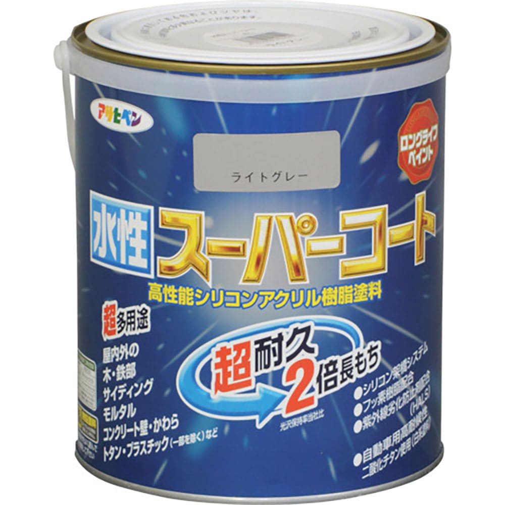 アサヒペン 水性スーパーコート 1.6L ライトグレー 415592_