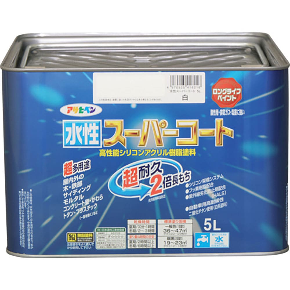 アサヒペン　水性スーパーコート　５Ｌ　白　４１６２１６＿