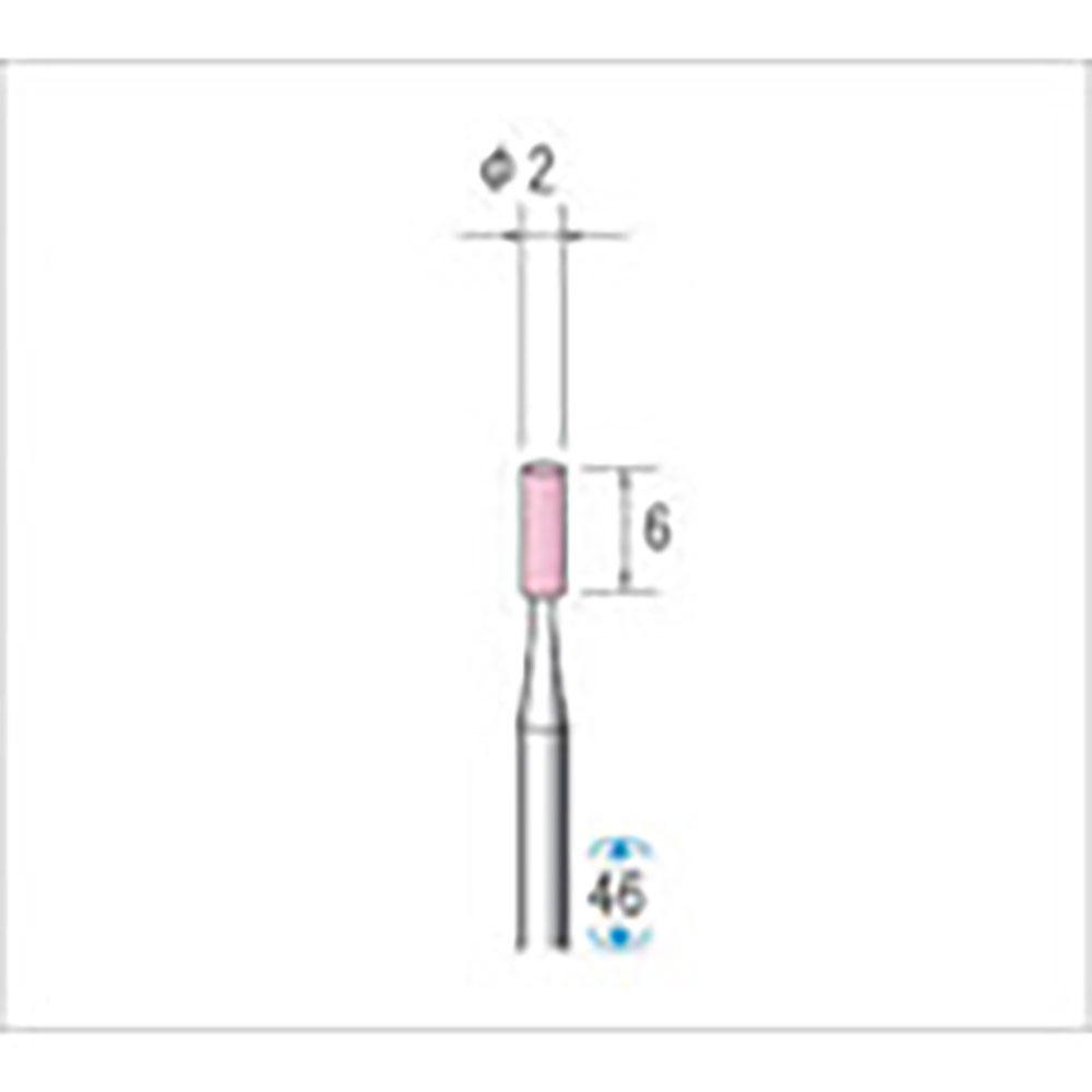 ナカニシ　軸付砥石　１０本入　円筒型　φ２×６×軸φ２．３４　ＷＡ　＃８０　４２０１２＿
