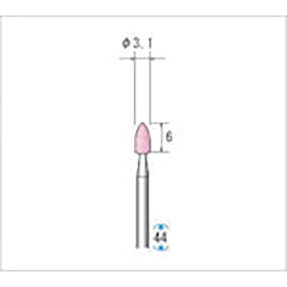 ナカニシ　軸付砥石　１０本入　砲弾型　φ３．１×６×軸φ２．３４　ＷＡ　＃１００　４２０２２＿