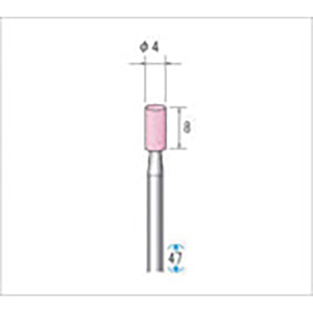 ナカニシ　軸付砥石　１０本入　円筒型　φ４×８×軸φ３　ＷＡ　＃６０　４２４１３＿