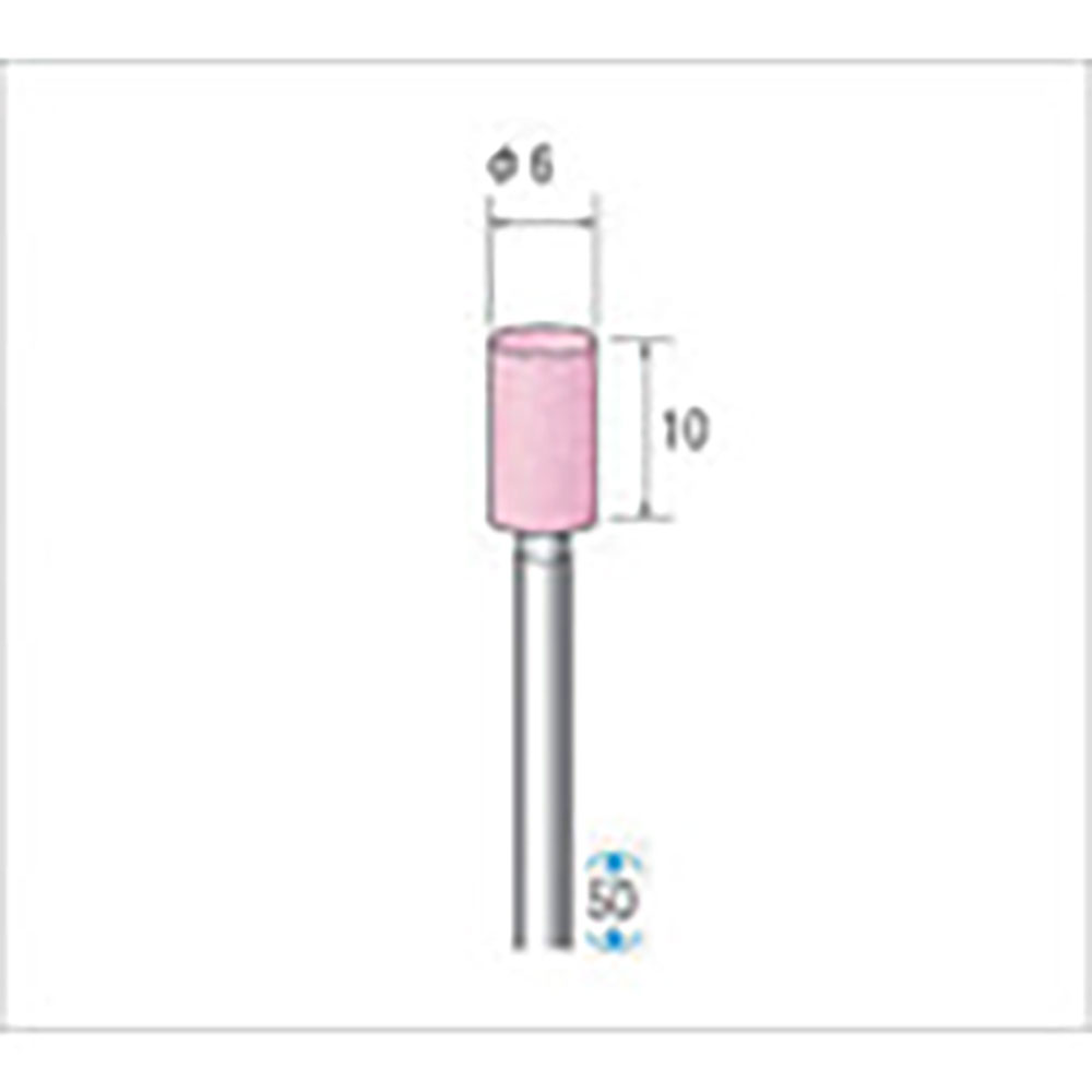 ナカニシ　軸付砥石　１０本入　円筒型　φ６×１０×軸φ３　ＷＡ　＃６０　４２４１５＿