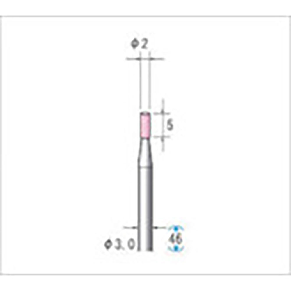ナカニシ 軸付砥石 10本入 円筒型 φ2×5×軸φ3 WA #100 42421_