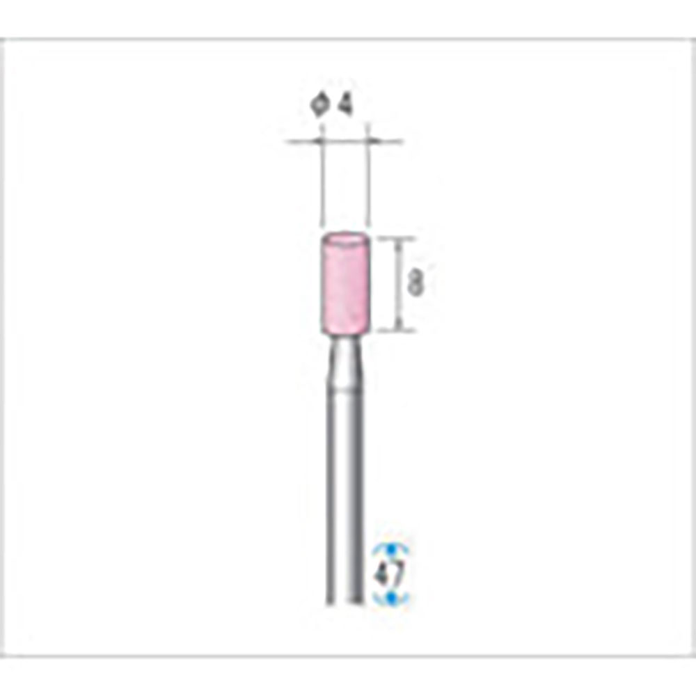 ナカニシ　軸付砥石　１０本入　円筒型　φ４×８×軸φ３　ＷＡ　＃１００　４２４２３＿